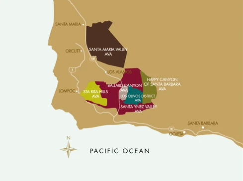Main wine growing areas of Santa Barbara County