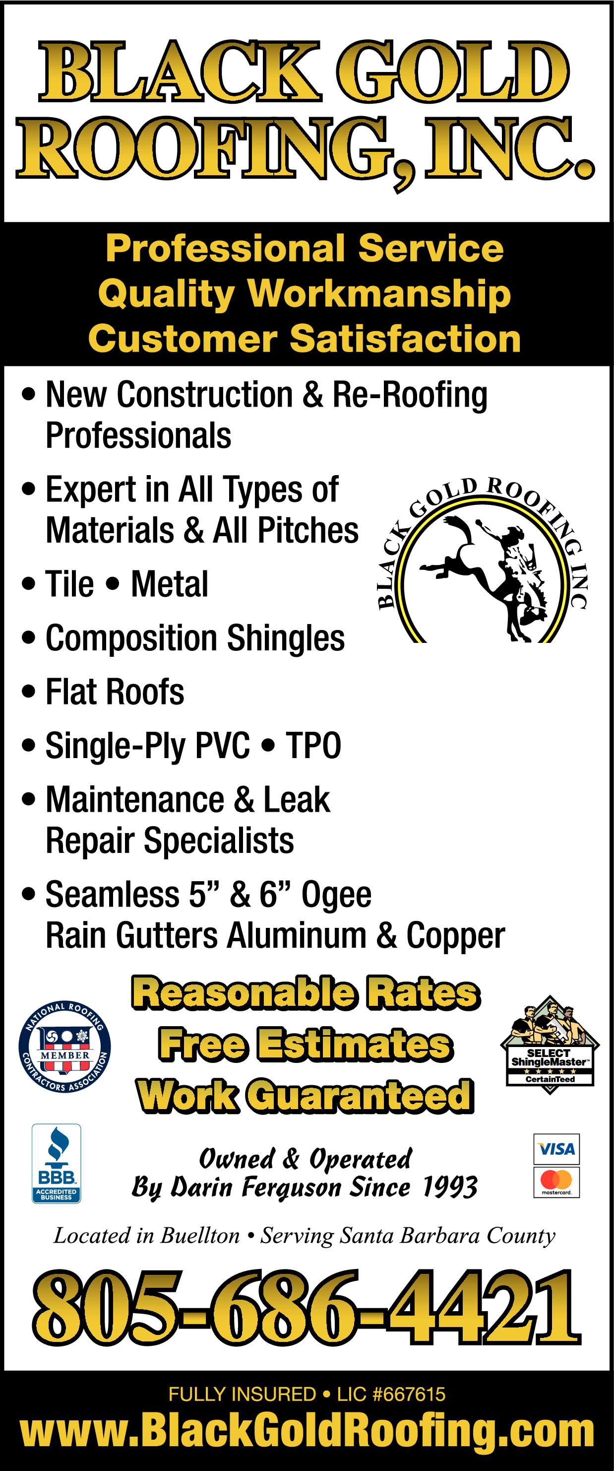 Print Ad of Black Gold Roofing Inc